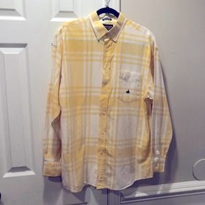 Panhandle Slim Button Down Western Shirt yellow plaid Large